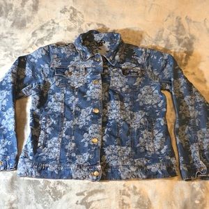 Denim Jacket with Scattered floral print